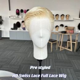 Toupees Toupees Full HD Lace Human Hair For Men Pre Styled Men's Fashion Cut Human Virgin Hair System Glueless Male Easy To Wear