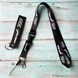 1 Set Boeing 737 Lanyards Key Chain Set Neck Strap Phone Chaveiro llavero Lanyard for ID Card Holder Flight Crew Gift for Pilot