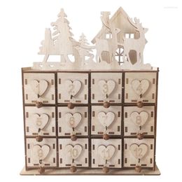 Jewellery Pouches Christmas Calendar Box -Wooden Advent Calendars Storage With 12 Drawers Ornament Sundries For