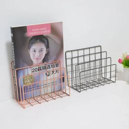 Nordic Metal Book Organizer Korb Minimalist Storage Basket Office Desktop Sundies Halter Rose Gold Zeitungsmagazin Rack