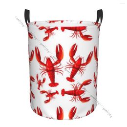 Laundry Bags Bathroom Organizer Red Lobster Folding Hamper Basket Laundri Bag For Clothes Home Storage