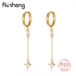 Hoop Earrings 925 Sterling Silver Crystal Long Chain Tassel Drop For Women Fashion Piercing Fine Jewellery Party Anniversary Gifts