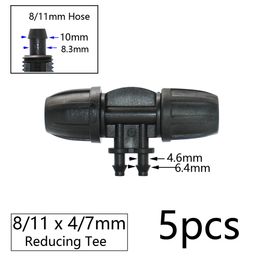 Garden 3/8" To 1/4" Hose Connector 8/11 To 4/7mm Barbed Lock Tee Elbow End Plugs Reducing Pipe Adapter Irrigator Fitting