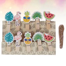 Frames 30pcs Fashion Wooden Po Clips Fruits Flamingo Leaf Note Clamp Creative Picture