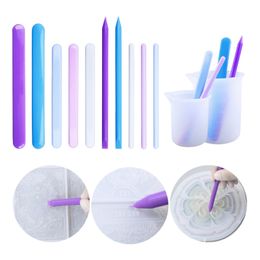 Nonstick Reusable Silicone Stir Sticks Measuring Cups Tool for Epoxy Resin