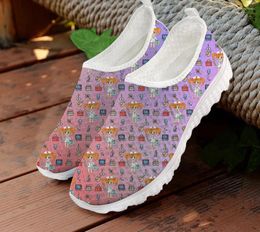 Casual Shoes Cartoon Print Big Size Summer Woman Flats For Women Mesh Sneaker Ladies Slip On Loafers Footwear Beach Shoe