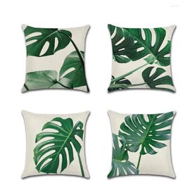 Pillow Tropical Green Leaf Fresh And Elegant Print Cover Linen Throw Car Home Decoration Decorative Pillowcase