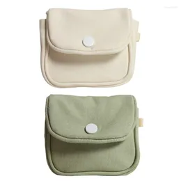 Storage Bags Small Canvas Bag Solid Color Coin Purse Waterproof Makeup Headphone For Outdoor Activities Headset F0T4