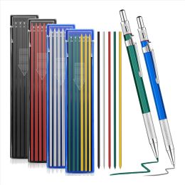 Pencils 2 Pcs Welders Pencil with 48 PCS Round Refills Mechanical Pencils Metal Welding Marker for Tube Pipe Fitter Welder