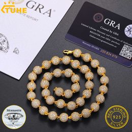 Hop/rock Moissanite Cuban Buddha Beads Necklace for Men Hip Hop Jewelry Bling Sier Chain with Certificate
