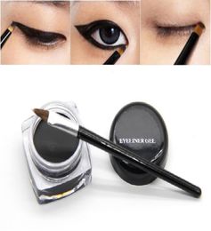 New Arrivals Beauty Waterproof Eyeliner Shadow Gel Eye Liner Makeup Cosmetic Brush Black7290230