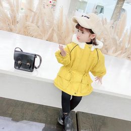 Down Coat HYLKIDHUOSE 2024 Winter Girls Coats Female Children Padded Jacket Warm Outdoor Hooded Kids Parkas Outerwear