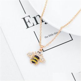 Pendant Necklaces Bee Necklace Insect Champagne Zircon Gold Colour Bijoux Party Engagement Choker Drop Delivery Jewellery Pendants Dheys