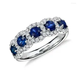 Wedding Rings Huitan Luxury Blue White Cubic Zirconia Women Ceremony Party Fashion Bridal Statement Jewelry Fancy Gifts
