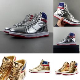 2024 T Trump Sneakers Basketball Casual Schuhe Die Never Surrender High-Tops Designer 1 TS Gold Custom Men Sneakers Komfort Sport Trendy Schnürung mit Box 36-45