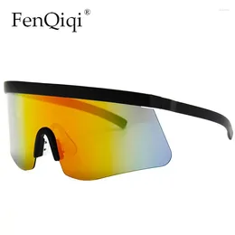 Sunglasses Men's Outdoor Steampunk Windshield Oversized One Piece Half Frame Fashion Colourful Lenses Shade Sun Glasses