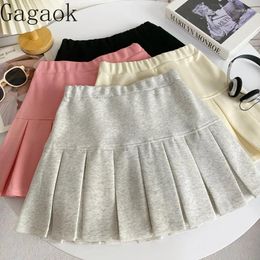 Skirts Korejpaa American Style Women Skirt Casual College Pleated Mini 2024 Summer High Waisted Slimming Clothes