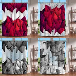 Shower Curtains Geometric Curtain Red Grey White Black Simple Design Bathroom Accessories Decorative Waterproof Screen With Hook