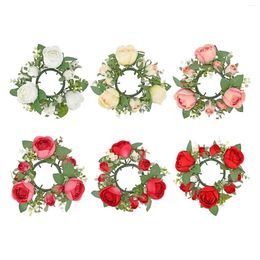 Decorative Flowers Candle Ring Wreath Diameter 20cm Pillar Holder Greenery Farmhouse For Centerpieces Easter Wedding Party Tabletop