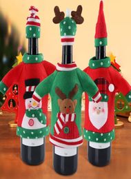 Christmas Wine Bottle Covers Santa Claus Snowman Elk Wine Bottle Sweater Cover with Hat New Year Xmas Home Dinner Party Decor3183104