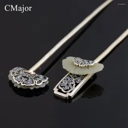 Hair Clips CMajor Sterling Silver Ethnic Jewelry Vintage Natural Stone Agate Sticks For Women Retro Accessories