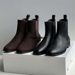 the row shoes The is a minimalist short boot made of genuine leather and versatile mid length boots It British style comfortable thick heels warm fashionable atmosphe