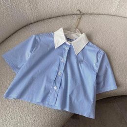 Women's Blouses 24 Spring Colored Checkered Short Sleeved Shirt Unique Design Versatile And Elegant Classic Fashionable Style For Lad