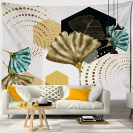 Tapestries Marble Ginkgo Leaf Wall Hanging Simple Nordic Style Art Bohemian Living Room Home Decor Tapestry