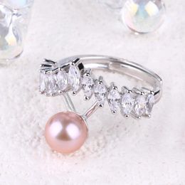 Cluster Rings S925 Sterling Silver Women Certified Elegant Freshwater Pearl Wedding Ring High Quality Girls Jewelry Gifts