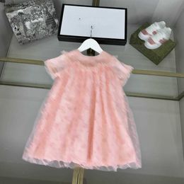 New girls partydress kids designer clothes Pink baby skirt Size 100-160 CM Embroidered lace design Princess dress 24April