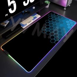 Large RGB Mouse Pad Geometric XXL Gaming Mousepad LED Mouse Mat Gamer Mousepads Luminous Table Mats Desk Pads With Backlit