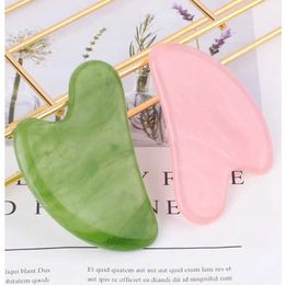 Massage Stones Rocks Natural Jade Stone Gua Sha Massage Board Rose Quartz Guasha Plate Jade Face Massager Scrapers Tools For Face Neck Back Body 2445