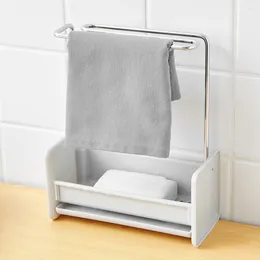 Kitchen Storage Sink Side Drying Rack Draining Tray Sponge Soap Holder Dish Cloth Hanging