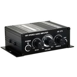 Amplifiers AK270 12V Mini HIFI Power Amplifier Audio Karaoke Home Car Theater Amplifier 2 Channel Amplifier USB/SD AUX Input