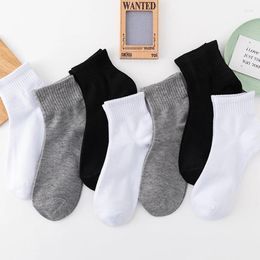 Men's Socks 3 Pairs/Lot Black White Business Casual Simple Versatile Solid Color Breathable Cotton Sports Mesh Short
