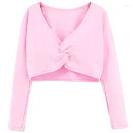 Jackets Girls Dance Bolero Kids Cotton Long Sleeves Ballet Top Short Jacket Children Clothing