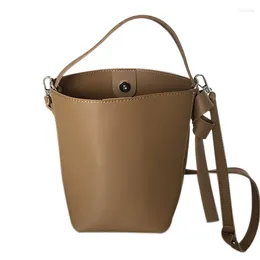 Drawstring PU Handbags Shoulder Bag For Female Bucket Bags Leather Ladies Crossbody Bolsa Feminina Black