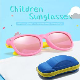 Baby Silicone Sunglasses with Glasses Box Boys Girls Outdoor Goggles Sun Glasses AC Lens Safety Glasses and Cases Gift for Kids