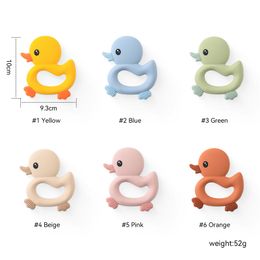 1pc Cartoon Duck Baby Silicone Teether Teether Ring Rattles Toy Infant Newborn Bracelet Tooth Health Care Teething Toys