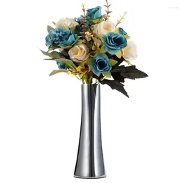 Vases Stainless Steel Flower Vase 6.7 Inch Height Silver Coloured Metal Decorative For Desk Tabletop Ornaments Home Decoration