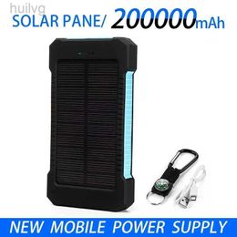 Cell Phone Power Banks 200000mAh External Battery Solar Power Bank LEDSOS Flashlight FAST Charging Portable Waterproof Powerbank for Smart Mobile Phone 2443