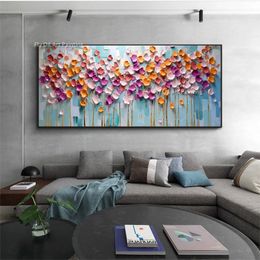 Large Wall Art Abstract Flower Wall Decor 100% Hand Painted Colourful Floral Oil Painting On Canvas Custom Painting Minimalist Living Room Decor