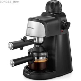 Coffee Makers Espresso Machine 3.5Bar Espresso and Cappuccino Machine with Fast Heating Function 1-4 Cups Coffee Maker(Black) Y240403