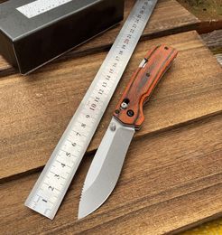 BM 15060 Hunting Pocket Knife Colour wood Handle Outdoor broken glass help tool Multifunction knives8798811