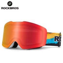 Goggles ROCKBROS Ski Goggles Colour Changing Full Frame Large Vision Double Layer Antifog Men Women Single Board Polarised Ski Glasses