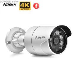 Other CCTV Cameras AZISHN Ultra HD 8MP 4K IP Camera 2.8mm Audio Outdoor H.265 Onvf Bullet CCTV Array Night Vision IR 4MP POE Video Security Camera Y240403