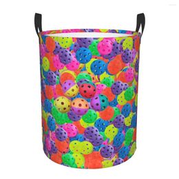 Laundry Bags Waterproof Storage Bag Pickleball Balls Pattern Household Dirty Basket Folding Bucket Clothes Organiser