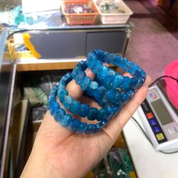 Bangles Natural Apatite Stone Beads Bracelet Natural Gemstone Bangle Charming Jewelry for Woman for Gift Wholesale