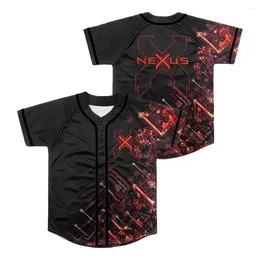 Men's Casual Shirts Excision Nexus Tour Baseball Jersey Tops V-Neck Short Sleeve Men Women Streetwear Hip Hop Clothes