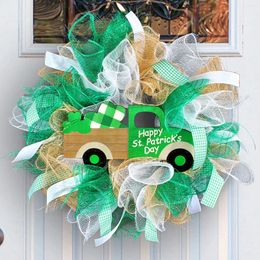 Decorative Flowers St Patrick's Day Wreath Welcome To My Home As A Guest Door Hanging OrnamentGreen